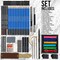 54-Piece Drawing &#x26; Sketching Art Set with 4 Sketch Pads - Ultimate Artist Kit, Graphite and Charcoal Pencils &#x26; Sticks, Pastels, Case